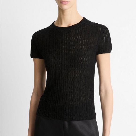 Vince Waffle Knit Crew Black - Picture 1 of 4